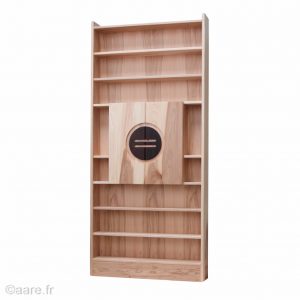 Poignées prise de main cercle zen porte de bibliothèque avec rayonnage en bois