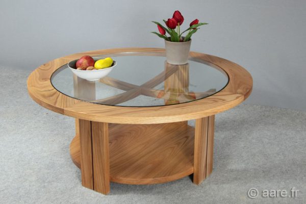 Table basse ronde Arceau en orme massif