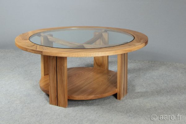 Table basse ronde Arceau en orme massif